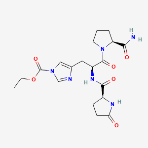 molecular formula C19H26N6O6 B593699 ethyl 4-[(2S)-3-[(2S)-2-carbamoylpyrrolidin-1-yl]-3-oxo-2-[[(2S)-5-oxopyrrolidine-2-carbonyl]amino]propyl]imidazole-1-carboxylate CAS No. 130817-92-4