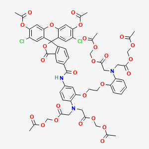 molecular formula C59H53Cl2N3O26 B593704 乙酰氧基甲基 2-[N-[2-(乙酰氧基甲氧基)-2-氧代乙基]-2-[2-[2-[双[2-(乙酰氧基甲氧基)-2-氧代乙基]氨基]苯氧基]乙氧基]-4-[(3',6'-二乙酰氧基-2',7'-二氯-3-氧代螺[2-苯并呋喃-1,9'-xanthene]-5-羰基)氨基]苯胺]乙酸盐 CAS No. 186501-28-0