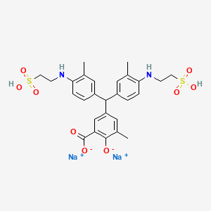molecular formula C27H30N2Na2O9S2 B593731 Disodium;5-[bis[3-methyl-4-(2-sulfoethylamino)phenyl]methyl]-3-methyl-2-oxidobenzoate CAS No. 10142-81-1
