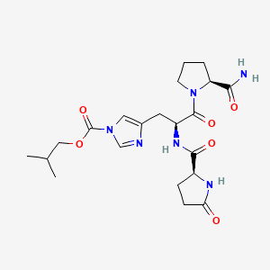 molecular formula C21H30N6O6 B593740 2-methylpropyl 4-[(2S)-3-[(2S)-2-carbamoylpyrrolidin-1-yl]-3-oxo-2-[[(2S)-5-oxopyrrolidine-2-carbonyl]amino]propyl]imidazole-1-carboxylate CAS No. 130817-95-7