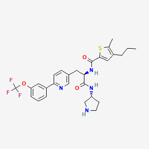 molecular formula C28H31F3N4O3S B593823 5-Methyl-N-[(2R)-1-oxo-1-[[(3R)-pyrrolidin-3-yl]amino]-3-[6-[3-(trifluoromethoxy)phenyl]pyridin-3-yl]propan-2-yl]-4-propylthiophene-2-carboxamide CAS No. 1449578-65-7