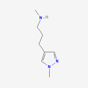 molecular formula C8H15N3 B593832 N-甲基-3-(1-甲基-1H-吡唑-4-基)丙-1-胺 CAS No. 1227465-68-0