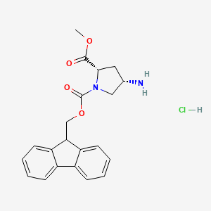 molecular formula C21H23ClN2O4 B593857 Methyl (2S,4S)-1-Fmoc-4-aminopyrrolidine-2-carboxylate hydrochloride CAS No. 1217457-62-9