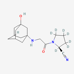 molecular formula C17H18D7N3O2 B593869 (2S)-2,3,3,4,4,5,5-Heptadeuterio-1-[2-[(3-hydroxy-1-adamantyl)amino]acetyl]pyrrolidine-2-carbonitrile CAS No. 1133208-42-0