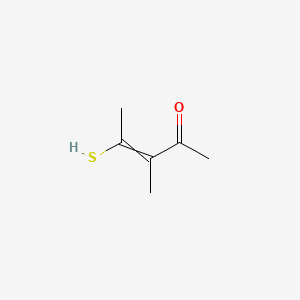 molecular formula C6H10OS B593948 3-Methyl-4-sulfanylpent-3-en-2-one CAS No. 134927-71-2