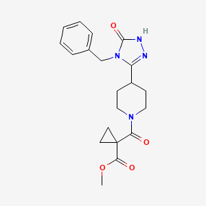 molecular formula C20H24N4O4 B5939802 methyl 1-{[4-(4-benzyl-5-oxo-4,5-dihydro-1H-1,2,4-triazol-3-yl)piperidin-1-yl]carbonyl}cyclopropanecarboxylate 