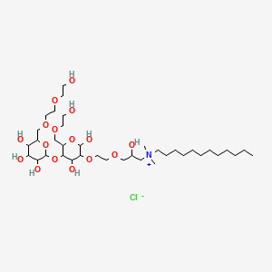 molecular formula C37H74ClNO16 B594016 Cellulose, 3-(dodecyldimethylammonio)-2-hydroxypropyl 2-hydroxyethyl ether, chloride CAS No. 130381-14-5