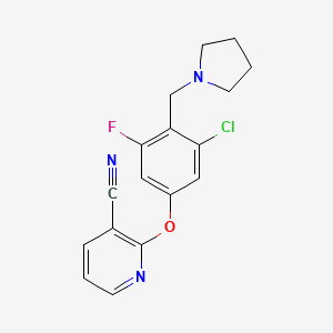 2-[3-chloro-5-fluoro-4-(pyrrolidin-1-ylmethyl)phenoxy]nicotinonitrile