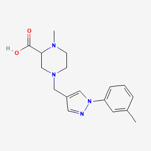 1-methyl-4-{[1-(3-methylphenyl)-1H-pyrazol-4-yl]methyl}piperazine-2-carboxylic acid