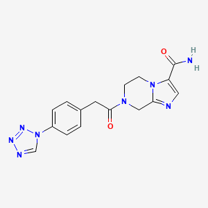 molecular formula C16H16N8O2 B5940372 7-{[4-(1H-tetrazol-1-yl)phenyl]acetyl}-5,6,7,8-tetrahydroimidazo[1,2-a]pyrazine-3-carboxamide 