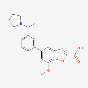 7-methoxy-5-[3-(1-pyrrolidin-1-ylethyl)phenyl]-1-benzofuran-2-carboxylic acid