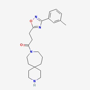 9-{3-[3-(3-methylphenyl)-1,2,4-oxadiazol-5-yl]propanoyl}-3,9-diazaspiro[5.6]dodecane hydrochloride