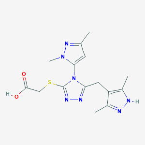 ({4-(1,3-dimethyl-1H-pyrazol-5-yl)-5-[(3,5-dimethyl-1H-pyrazol-4-yl)methyl]-4H-1,2,4-triazol-3-yl}thio)acetic acid