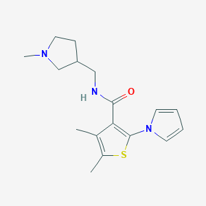 4,5-dimethyl-N-[(1-methylpyrrolidin-3-yl)methyl]-2-pyrrol-1-ylthiophene-3-carboxamide