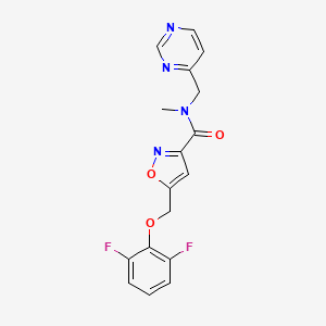 molecular formula C17H14F2N4O3 B5940683 5-[(2,6-difluorophenoxy)methyl]-N-methyl-N-(pyrimidin-4-ylmethyl)isoxazole-3-carboxamide 