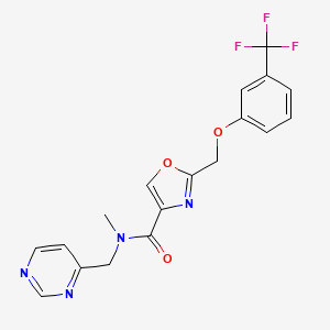 molecular formula C18H15F3N4O3 B5940693 N-methyl-N-(pyrimidin-4-ylmethyl)-2-{[3-(trifluoromethyl)phenoxy]methyl}-1,3-oxazole-4-carboxamide 