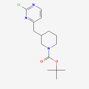 molecular formula C15H22ClN3O2 B594086 Tert-butyl 3-((2-chloropyrimidin-4-yl)methyl)piperidine-1-carboxylate CAS No. 1263285-45-5