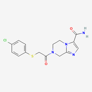 7-{[(4-chlorophenyl)thio]acetyl}-5,6,7,8-tetrahydroimidazo[1,2-a]pyrazine-3-carboxamide