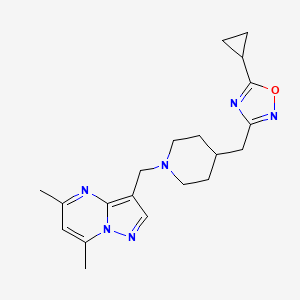 5-Cyclopropyl-3-[[1-[(5,7-dimethylpyrazolo[1,5-a]pyrimidin-3-yl)methyl]piperidin-4-yl]methyl]-1,2,4-oxadiazole