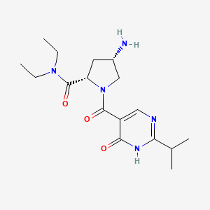 (4S)-4-amino-N,N-diethyl-1-[(2-isopropyl-6-oxo-1,6-dihydropyrimidin-5-yl)carbonyl]-L-prolinamide