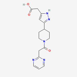 2-[3-[1-(2-pyrimidin-2-ylacetyl)piperidin-4-yl]-1H-pyrazol-5-yl]acetic acid