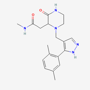 2-[1-[[5-(2,5-dimethylphenyl)-1H-pyrazol-4-yl]methyl]-3-oxopiperazin-2-yl]-N-methylacetamide