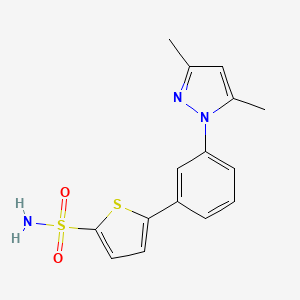 molecular formula C15H15N3O2S2 B5941673 5-[3-(3,5-dimethyl-1H-pyrazol-1-yl)phenyl]thiophene-2-sulfonamide 