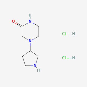 molecular formula C8H17Cl2N3O B594179 4-(吡咯烷-3-基)哌嗪-2-酮二盐酸盐 CAS No. 1219957-44-4