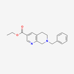 molecular formula C18H20N2O2 B594203 Ethyl 7-benzyl-5,6,7,8-tetrahydro-1,7-naphthyridine-3-carboxylate CAS No. 1301714-26-0