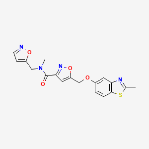 N-(isoxazol-5-ylmethyl)-N-methyl-5-{[(2-methyl-1,3-benzothiazol-5-yl)oxy]methyl}isoxazole-3-carboxamide