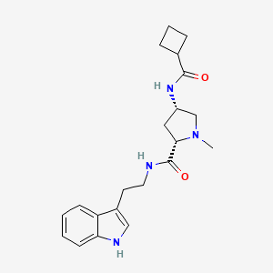 (2S,4S)-4-[(cyclobutylcarbonyl)amino]-N-[2-(1H-indol-3-yl)ethyl]-1-methylpyrrolidine-2-carboxamide