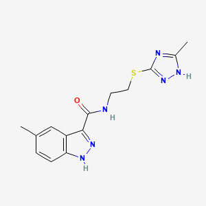 5-methyl-N-[2-[(5-methyl-1H-1,2,4-triazol-3-yl)sulfanyl]ethyl]-1H-indazole-3-carboxamide