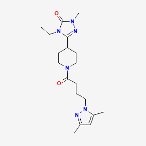 5-{1-[4-(3,5-dimethyl-1H-pyrazol-1-yl)butanoyl]piperidin-4-yl}-4-ethyl-2-methyl-2,4-dihydro-3H-1,2,4-triazol-3-one