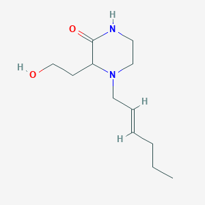 4-[(2E)-hex-2-en-1-yl]-3-(2-hydroxyethyl)piperazin-2-one