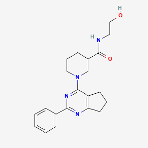 N-(2-hydroxyethyl)-1-(2-phenyl-6,7-dihydro-5H-cyclopenta[d]pyrimidin-4-yl)piperidine-3-carboxamide