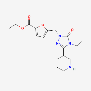 ethyl 5-{[4-ethyl-5-oxo-3-(3-piperidinyl)-4,5-dihydro-1H-1,2,4-triazol-1-yl]methyl}-2-furoate hydrochloride