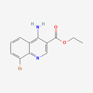 molecular formula C12H11BrN2O2 B594319 4-Amino-8-bromoquinolina-3-carboxilato de etilo CAS No. 1242260-89-4