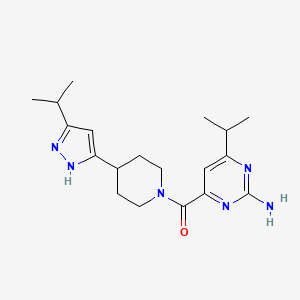 (2-amino-6-propan-2-ylpyrimidin-4-yl)-[4-(3-propan-2-yl-1H-pyrazol-5-yl)piperidin-1-yl]methanone