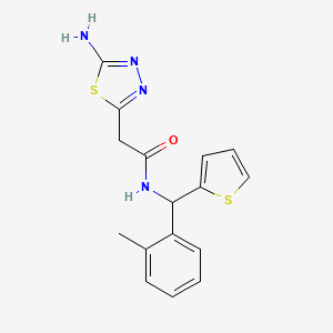 2-(5-amino-1,3,4-thiadiazol-2-yl)-N-[(2-methylphenyl)(2-thienyl)methyl]acetamide