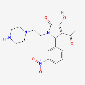 Pyrrol-2(5H)-one, 4-acetyl-3-hydroxy-5-(3-nitrophenyl)-1-[2-(1-piperazinyl)ethyl]-