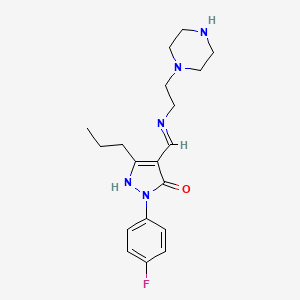 (4Z)-1-(4-FLUOROPHENYL)-4-({[2-(PIPERAZIN-1-YL)ETHYL]AMINO}METHYLIDENE)-3-PROPYL-4,5-DIHYDRO-1H-PYRAZOL-5-ONE