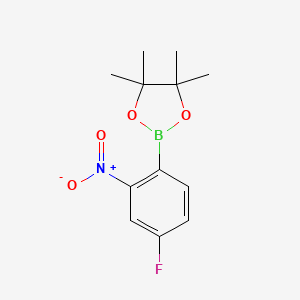 molecular formula C12H15BFNO4 B594404 2-(4-Fluoro-2-nitrophenyl)-4,4,5,5-tetramethyl-1,3,2-dioxaborolane CAS No. 1288978-82-4