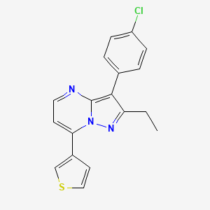 3-(4-CHLOROPHENYL)-2-ETHYL-7-(THIOPHEN-3-YL)PYRAZOLO[1,5-A]PYRIMIDINE