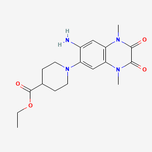 ethyl 1-(7-amino-1,4-dimethyl-2,3-dioxo-1,2,3,4-tetrahydro-6-quinoxalinyl)-4-piperidinecarboxylate