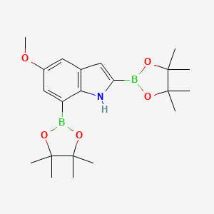 molecular formula C21H31B2NO5 B594454 5-methoxy-2,7-bis(4,4,5,5-tetramethyl-1,3,2-dioxaborolan-2-yl)-1H-indole CAS No. 1256360-22-1