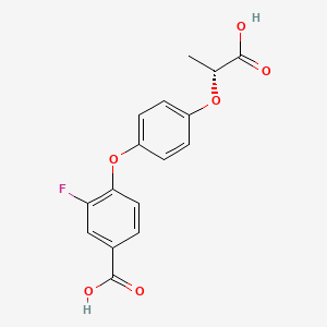 molecular formula C16H13FO6 B594470 4-[4-[(1R)-1-羧乙氧基]苯氧基]-3-氟苯甲酸 CAS No. 252564-94-6