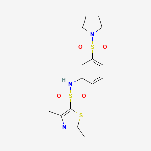 molecular formula C15H19N3O4S3 B5944716 2,4-dimethyl-N-[3-(1-pyrrolidinylsulfonyl)phenyl]-1,3-thiazole-5-sulfonamide 