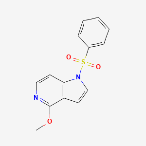 molecular formula C14H12N2O3S B594504 1-(Phenylsulfonyl)-4-methoxy-5-azaindole CAS No. 1227270-22-5