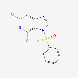 molecular formula C13H8Cl2N2O2S B594510 5,7-Dichloro-1-(phenylsulfonyl)-6-azaindole CAS No. 1227270-60-1