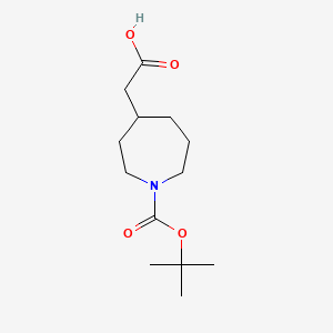 molecular formula C13H23NO4 B594557 2-{1-[(叔丁氧羰基)氮杂环戊烷-4-基]乙酸} CAS No. 1268521-78-3